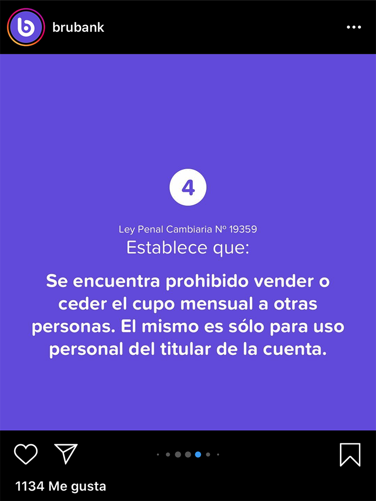 Brubank prohibido vender o ceder cupo de dólares