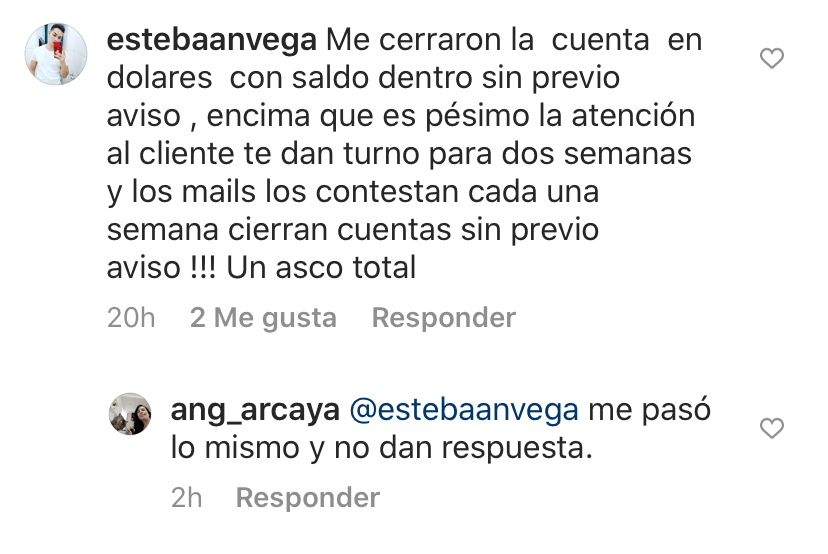 Instagram BBVA bloqueo cuenta en dólares