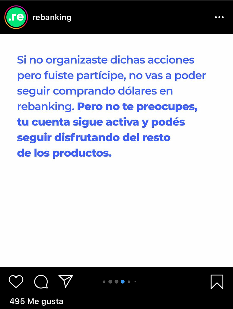 Rebanking bloquea compra dólares