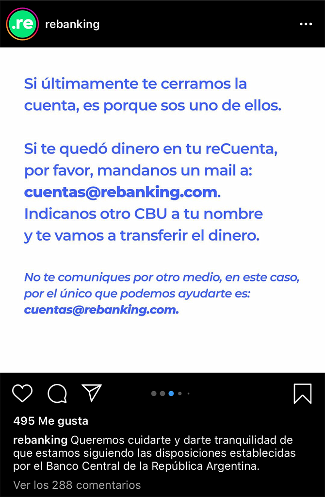 Rebanking cierre cuentas dinero a transferir