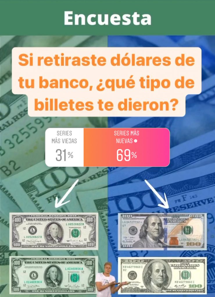 Si retiraste dólares de tu banco, ¿qué tipo de billetes te dieron?