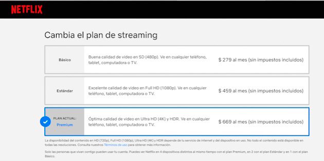 Precios de planes de streaming de Netflix