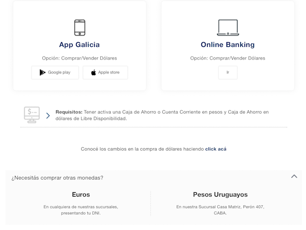 Banco Galicia compra pesos uruguayos
