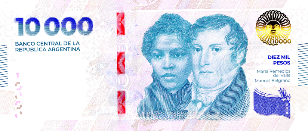 Anverso del nuevo billete de 10.000 pesos 